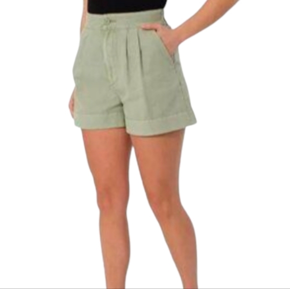 JOIE Short Size XL Pleated Linen Cotton Blend High Waist Faded Cactus NWT - Picture 3 of 7